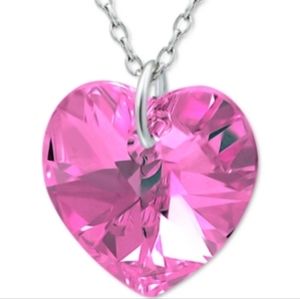 Macy's Crystal Heart Crystal 18" Pendant Necklace in Sterling Silver | Pink